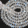 AA QUALITY 16 INCHES RAINBOW MOONSTONE MICRO FECETED BEADS NICE FLASHY FIRE AND CLEAR GRADUATED NECKLESS size 3 - 6 MM
